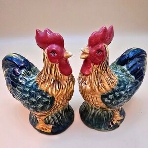 HOME Ceramic Rooster‎ Salt Pepper Shakers Set Farmhouse Country Kitchen Decor